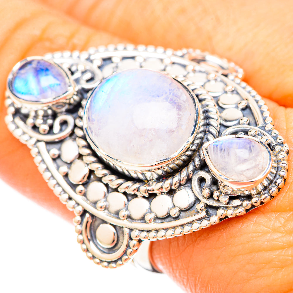 Rainbow Moonstone Rings handcrafted by Anasilvercos - RING120308
