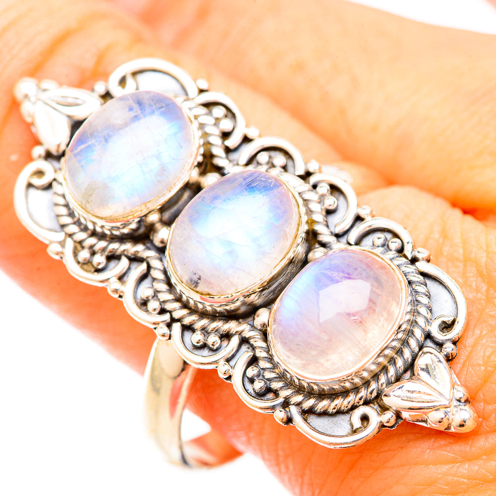 Rainbow Moonstone Rings handcrafted by Anasilvercos - RING120309