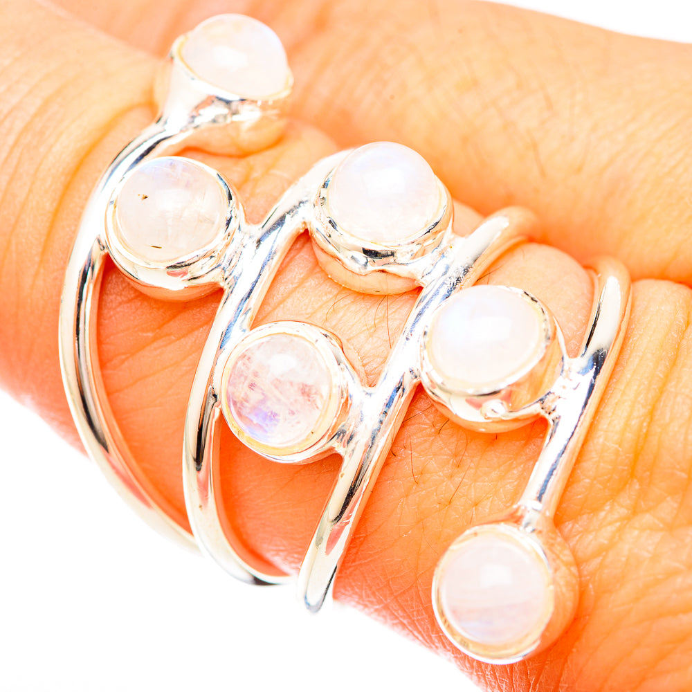 Rainbow Moonstone Rings handcrafted by Anasilvercos - RING120310