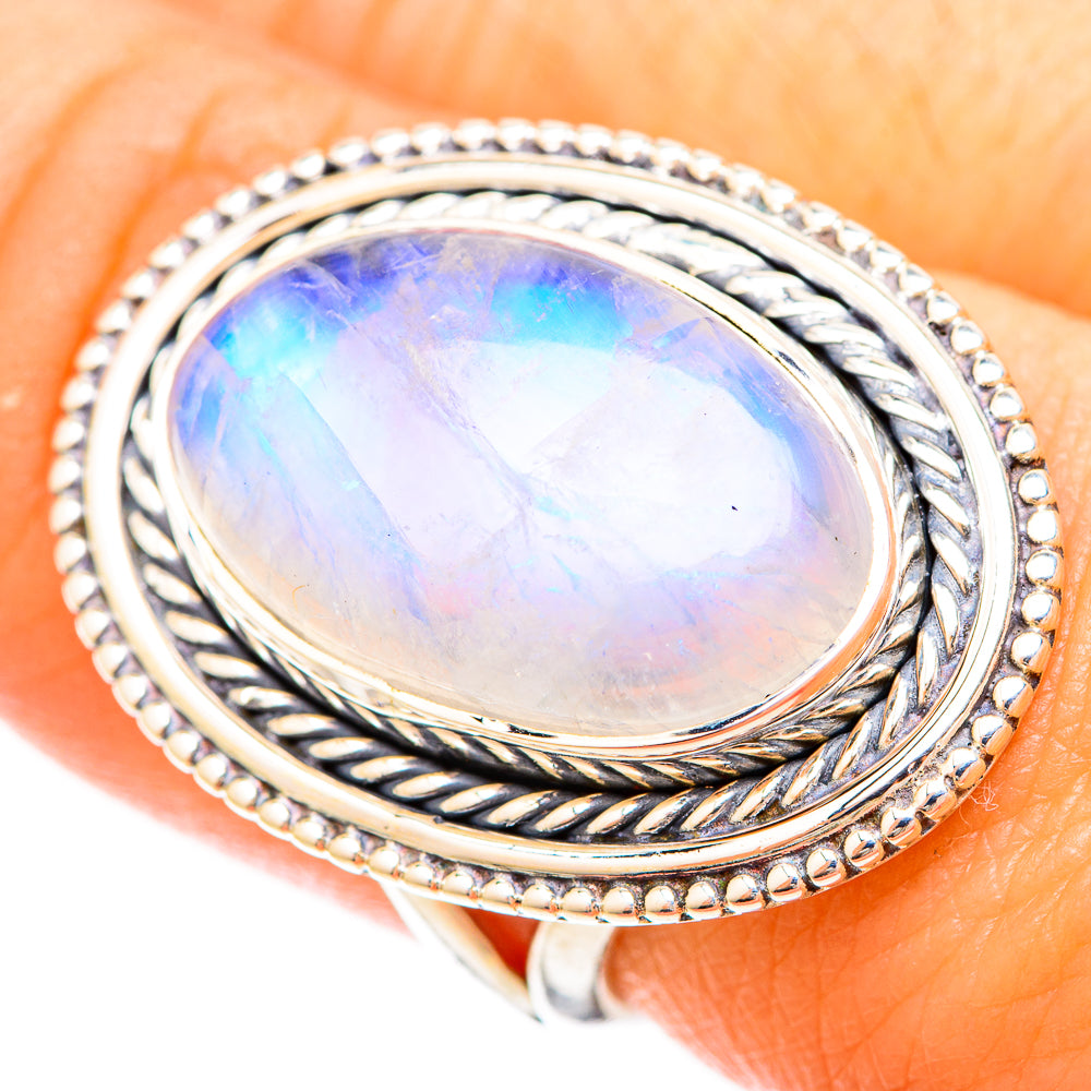 Rainbow Moonstone Rings handcrafted by Anasilvercos - RING120313
