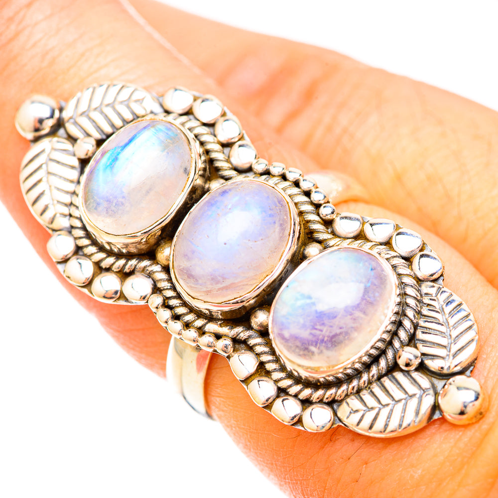 Rainbow Moonstone Rings handcrafted by Anasilvercos - RING120314