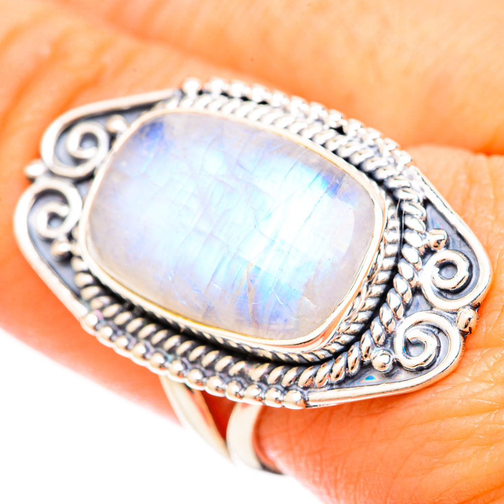 Rainbow Moonstone Rings handcrafted by Anasilvercos - RING120316