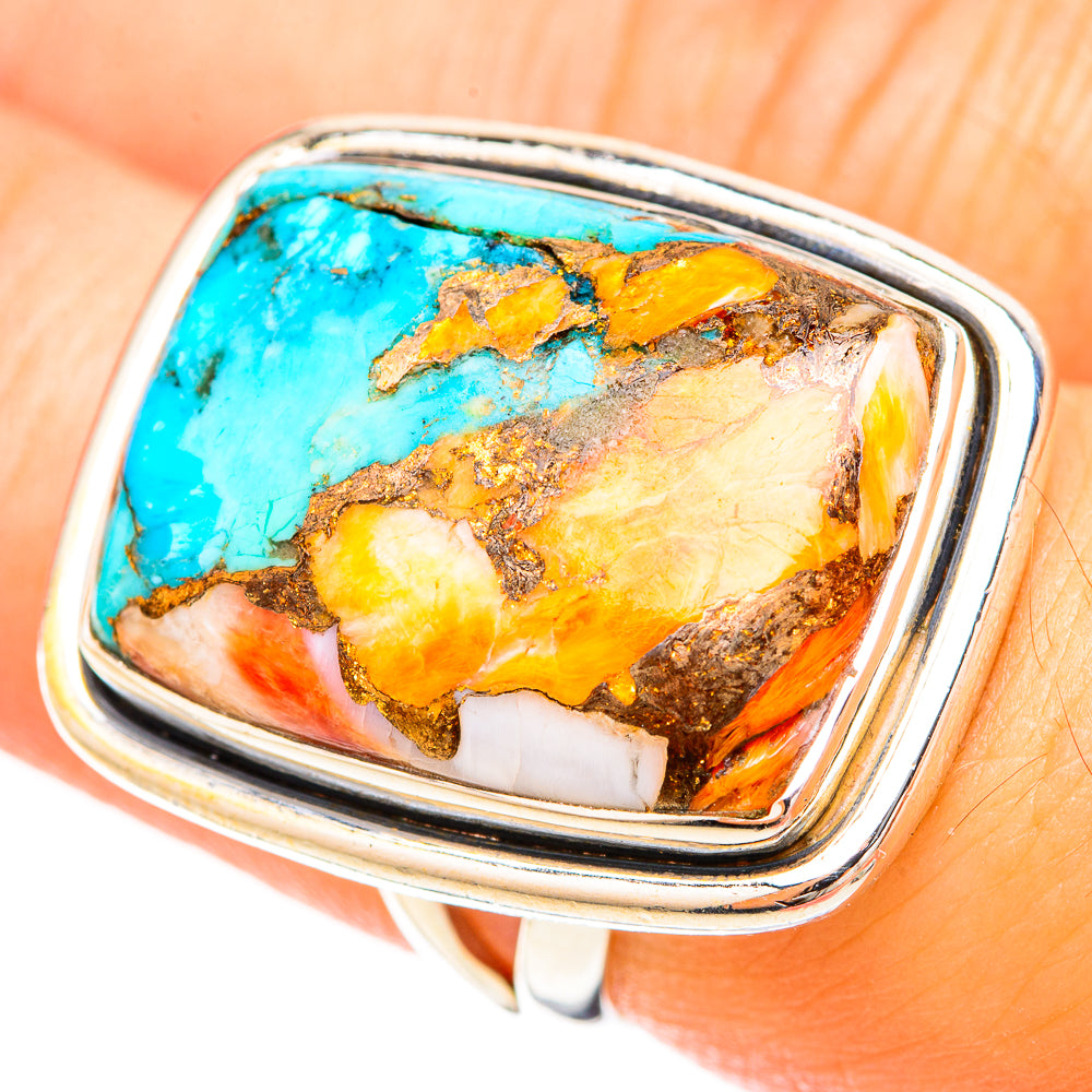 Spiny Oyster Turquoise Rings handcrafted by Anasilvercos - RING120317