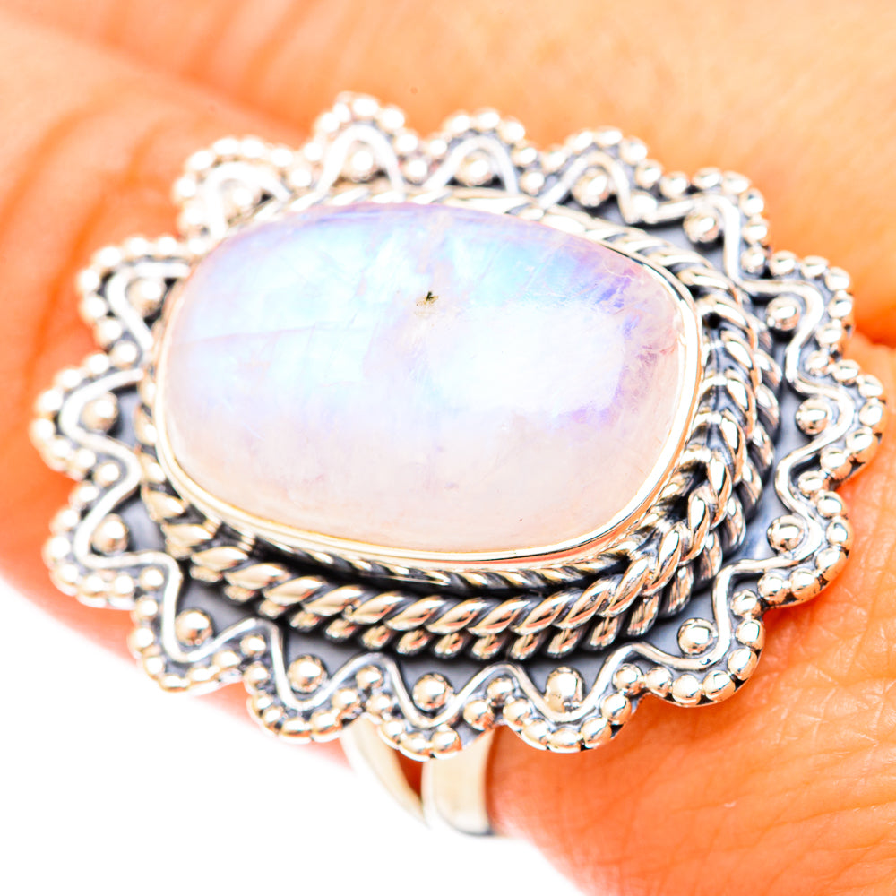 Rainbow Moonstone Rings handcrafted by Anasilvercos - RING120366
