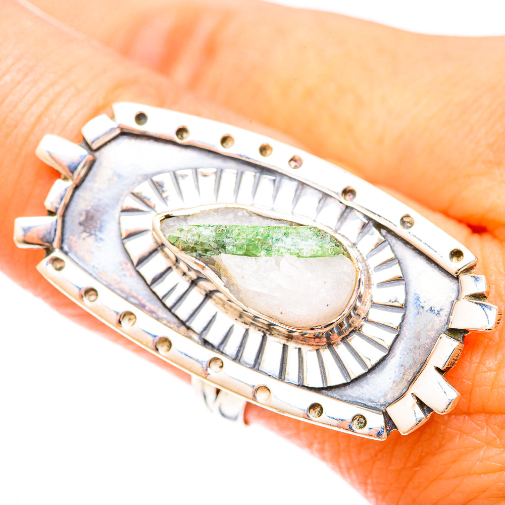 Green Tourmaline In Quartz Rings handcrafted by Anasilvercos - RING120383