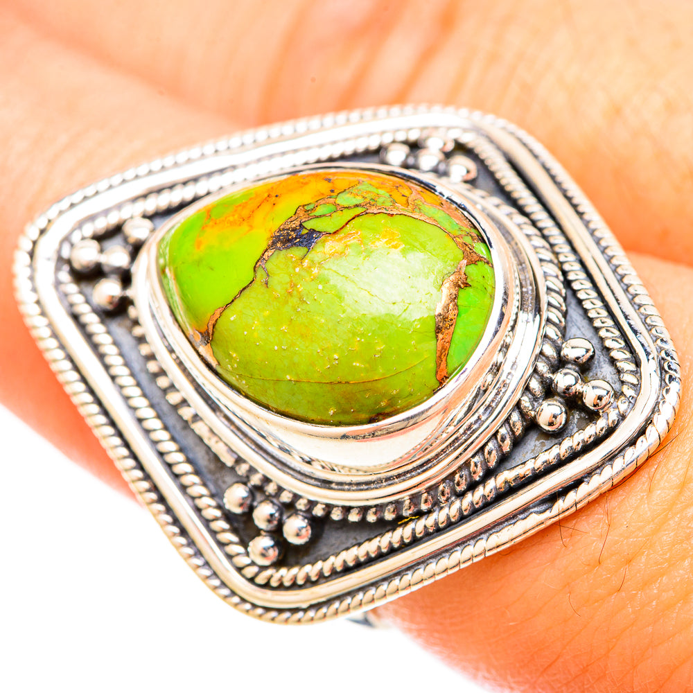Green Copper Composite Turquoise Rings handcrafted by Anasilvercos - RING120388