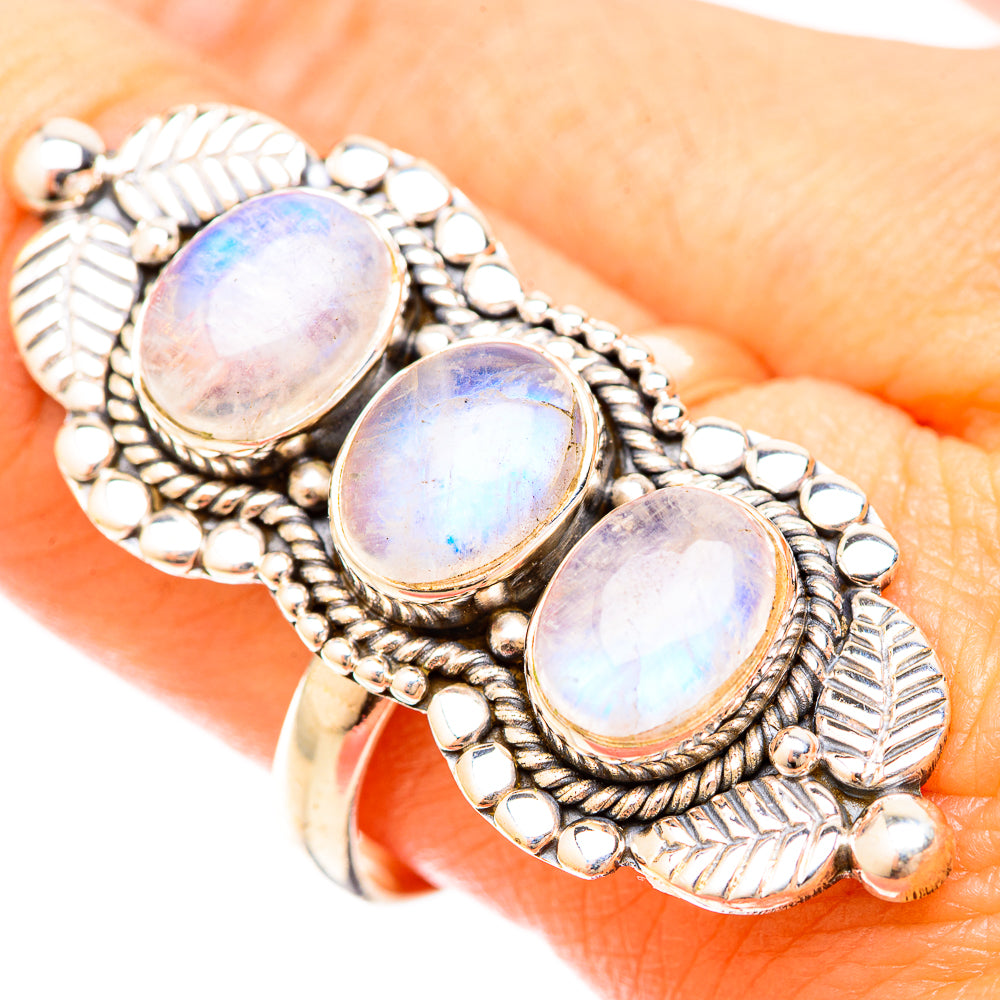 Rainbow Moonstone Rings handcrafted by Anasilvercos - RING120411