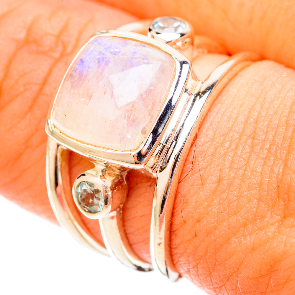 Rainbow Moonstone Rings handcrafted by Anasilvercos - RING120453