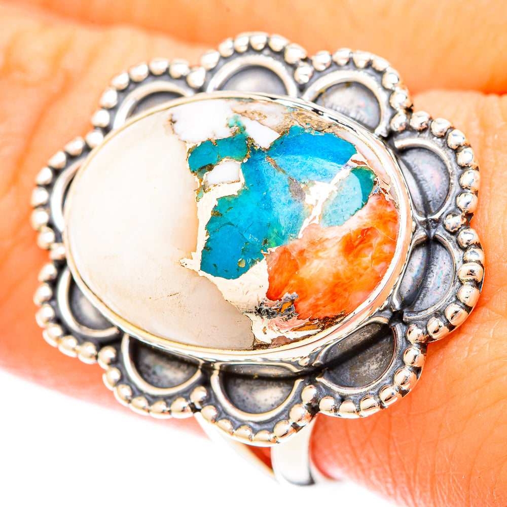 Spiny Oyster Turquoise Rings handcrafted by Anasilvercos - RING120456