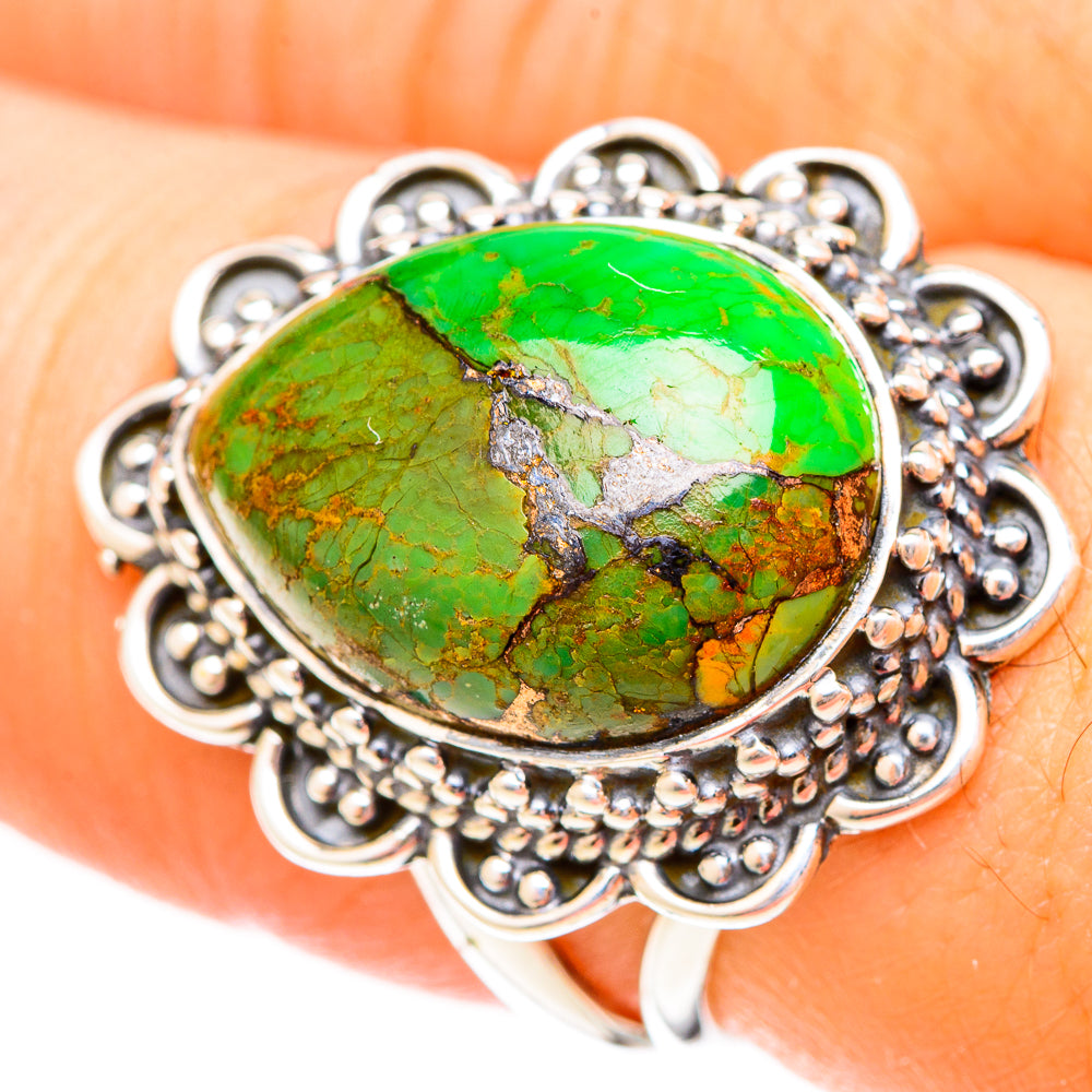 Green Copper Composite Turquoise Rings handcrafted by Anasilvercos - RING120470
