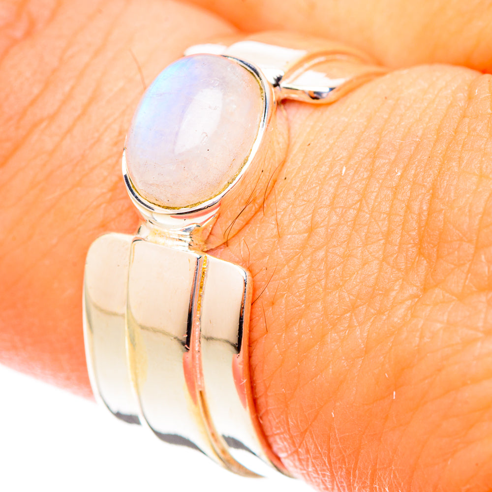 Rainbow Moonstone Rings handcrafted by Anasilvercos - RING120492