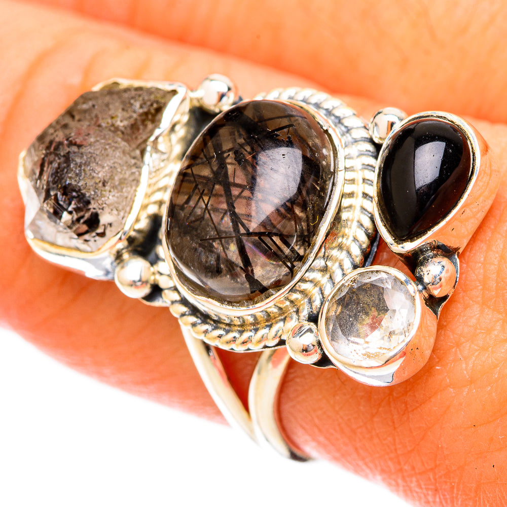 Tourmalinated Quartz Rings handcrafted by Anasilvercos - RING120524