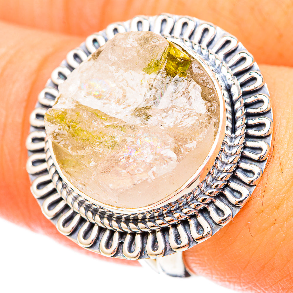 Green Tourmaline In Quartz Rings handcrafted by Anasilvercos - RING120574