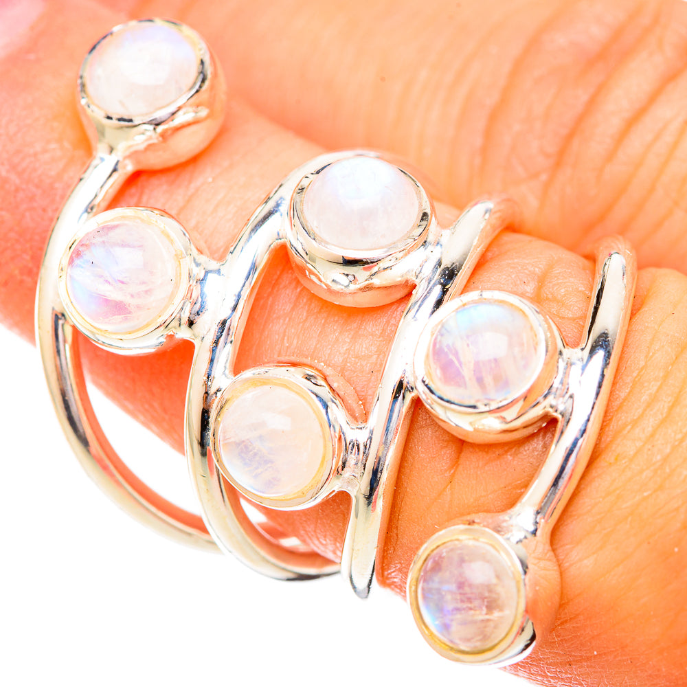 Rainbow Moonstone Rings handcrafted by Anasilvercos - RING120631