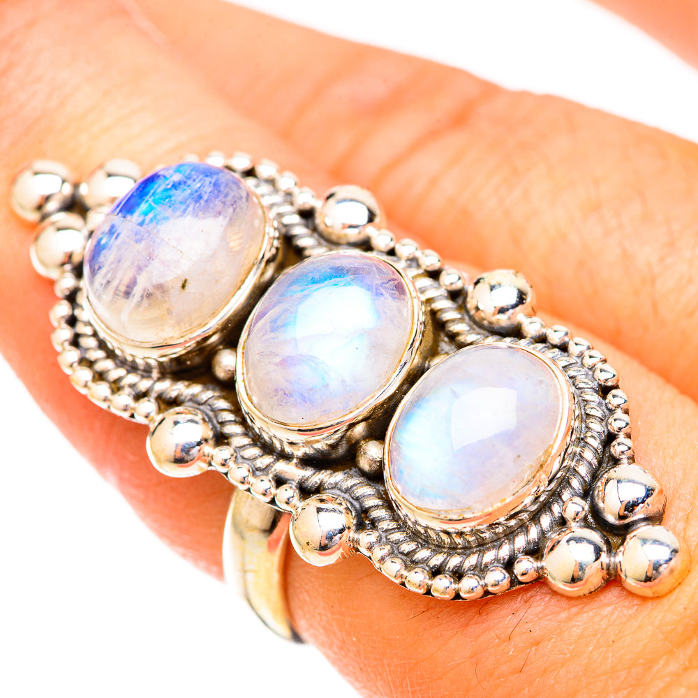 Rainbow Moonstone Rings handcrafted by Anasilvercos - RING120633