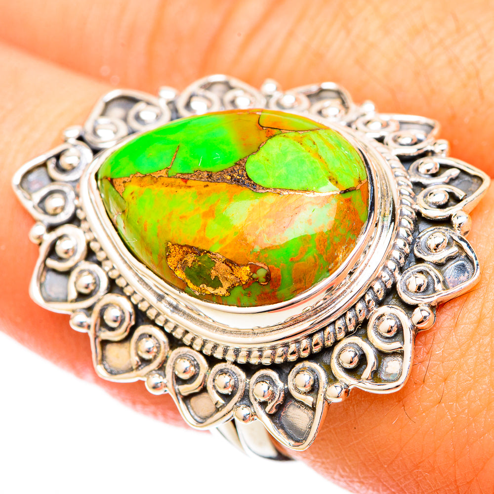 Green Copper Composite Turquoise Rings handcrafted by Anasilvercos - RING120653