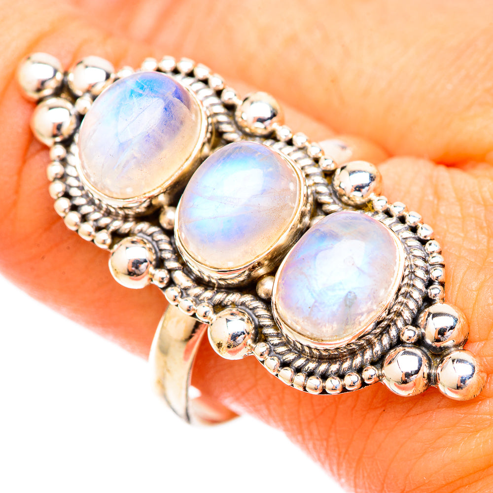 Rainbow Moonstone Rings handcrafted by Anasilvercos - RING120677