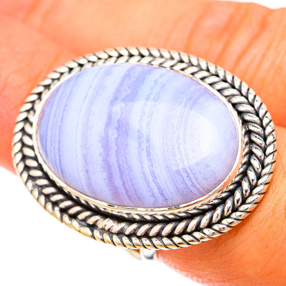 Blue Lace Agate Rings handcrafted by Anasilvercos - RING120679