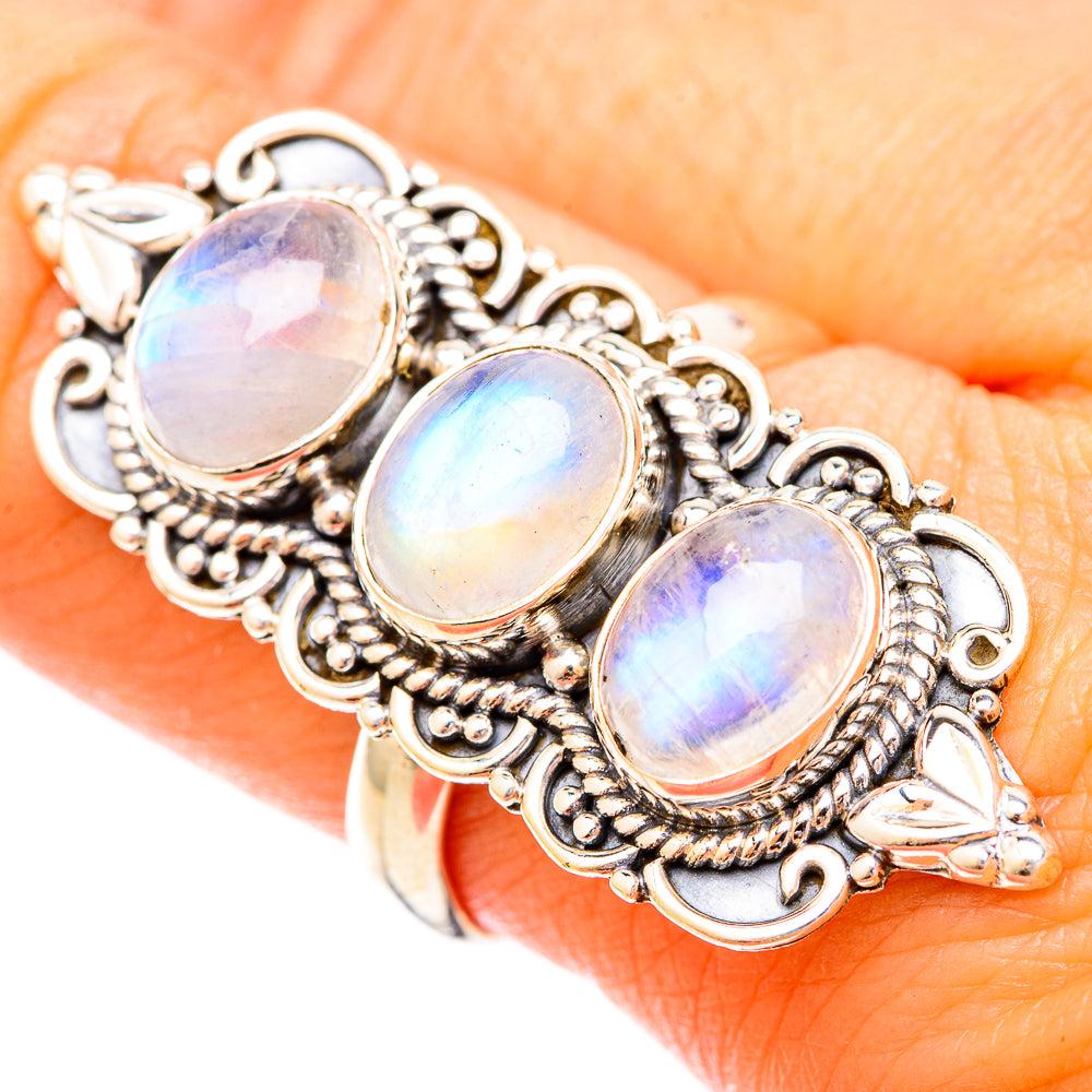 Rainbow Moonstone Rings handcrafted by Anasilvercos - RING120719
