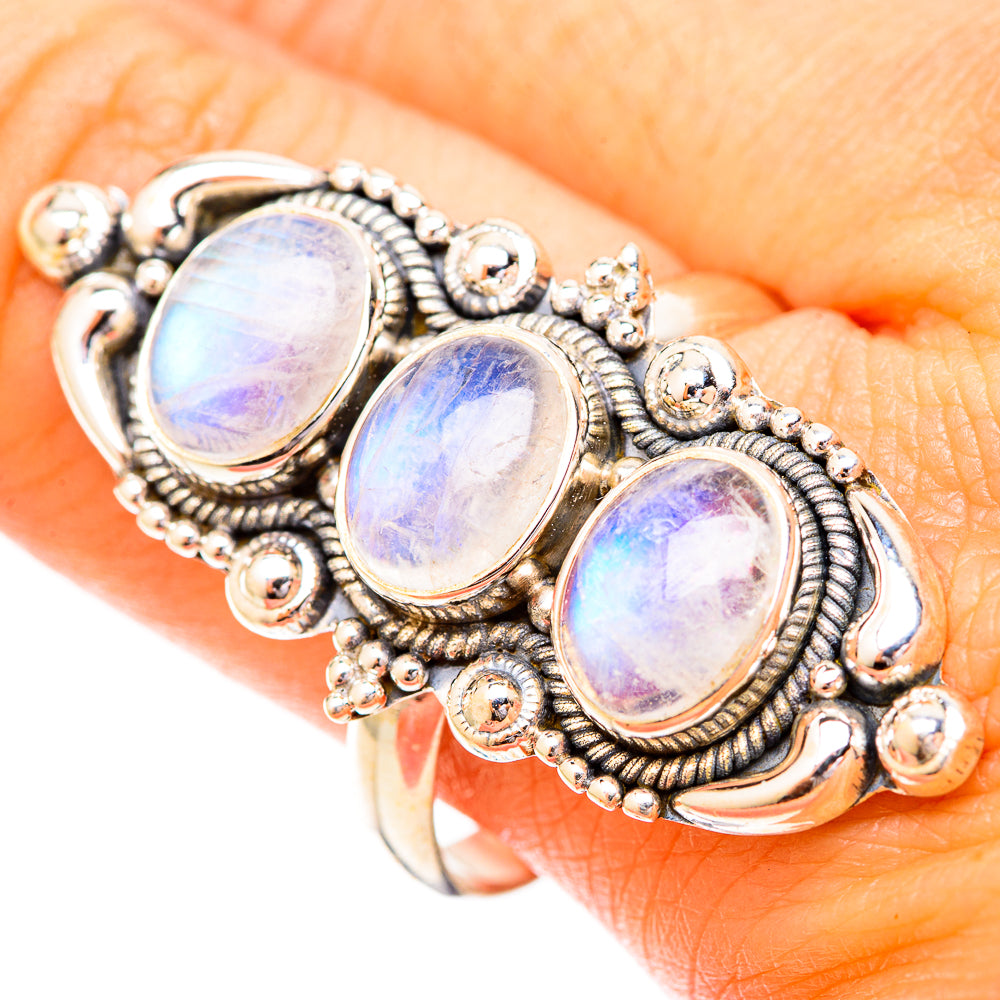 Rainbow Moonstone Rings handcrafted by Anasilvercos - RING120721