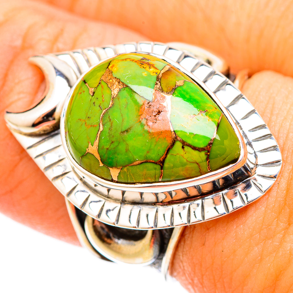 Green Copper Composite Turquoise Rings handcrafted by Anasilvercos - RING120735