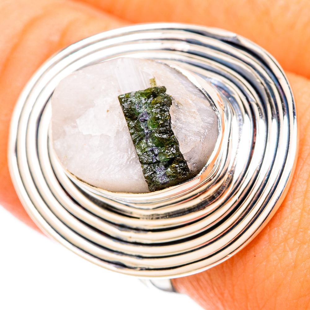 Green Tourmaline In Quartz Rings handcrafted by Anasilvercos - RING120736