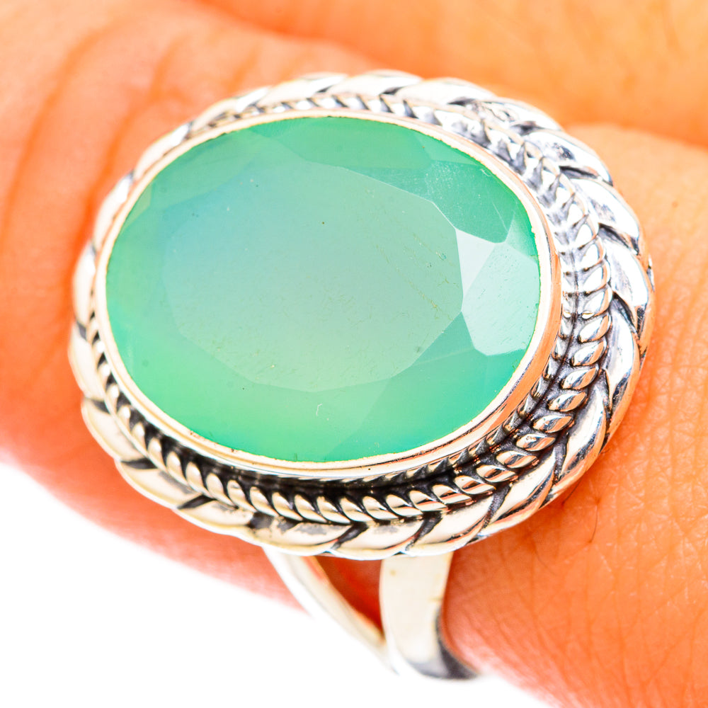 Aqua Chalcedony Rings handcrafted by Anasilvercos - RING120798