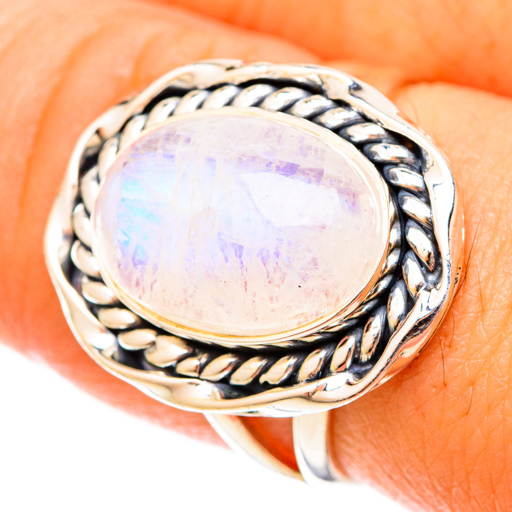 Rainbow Moonstone Rings handcrafted by Anasilvercos - RING120815