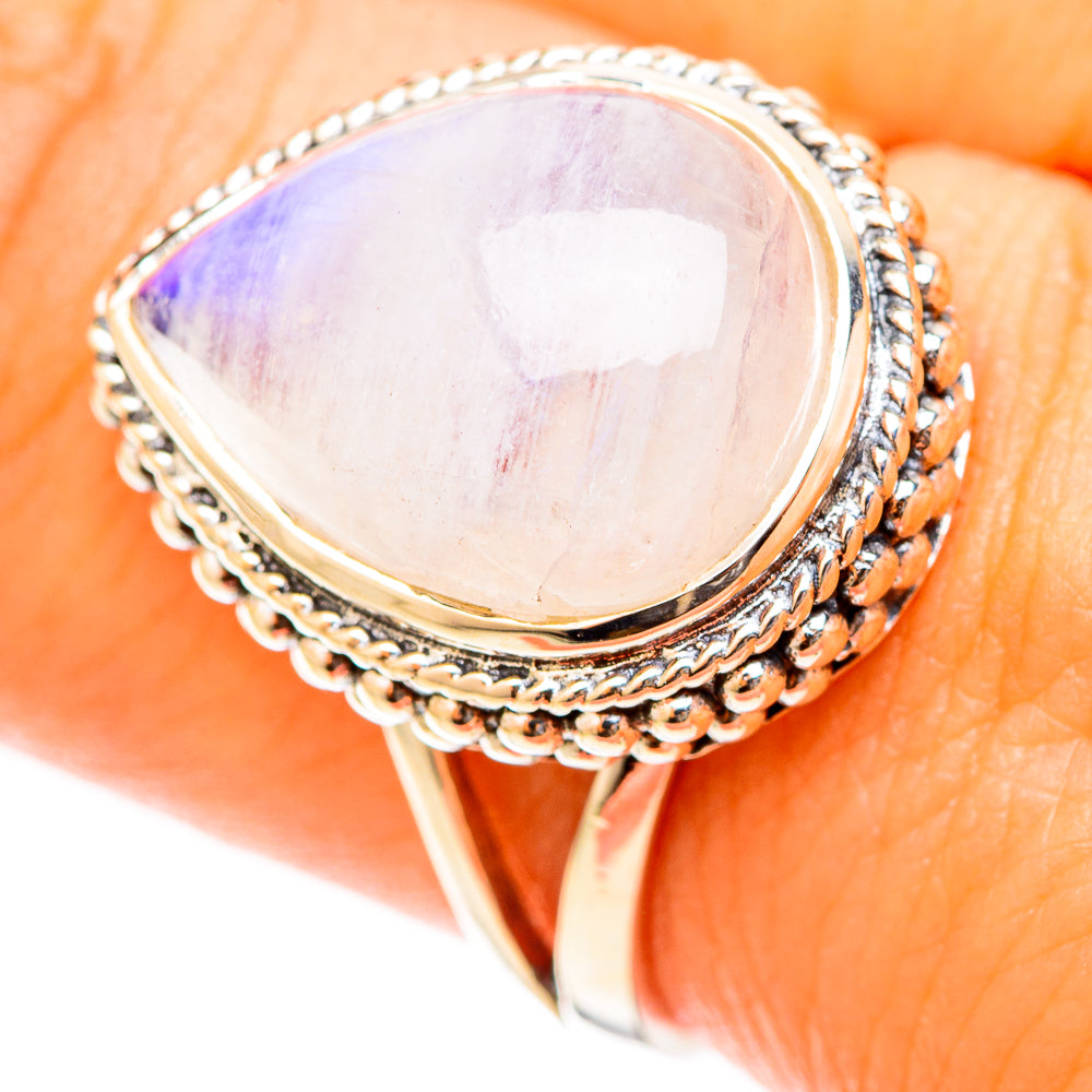 Rainbow Moonstone Rings handcrafted by Anasilvercos - RING120816