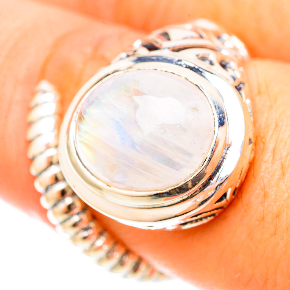 Rainbow Moonstone Rings handcrafted by Anasilvercos - RING120817