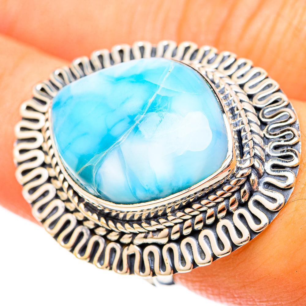 Larimar Rings handcrafted by Anasilvercos - RING120828