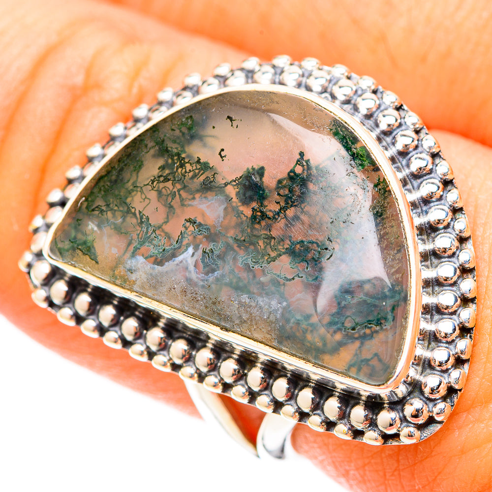 Green Moss Agate Rings handcrafted by Anasilvercos - RING120846