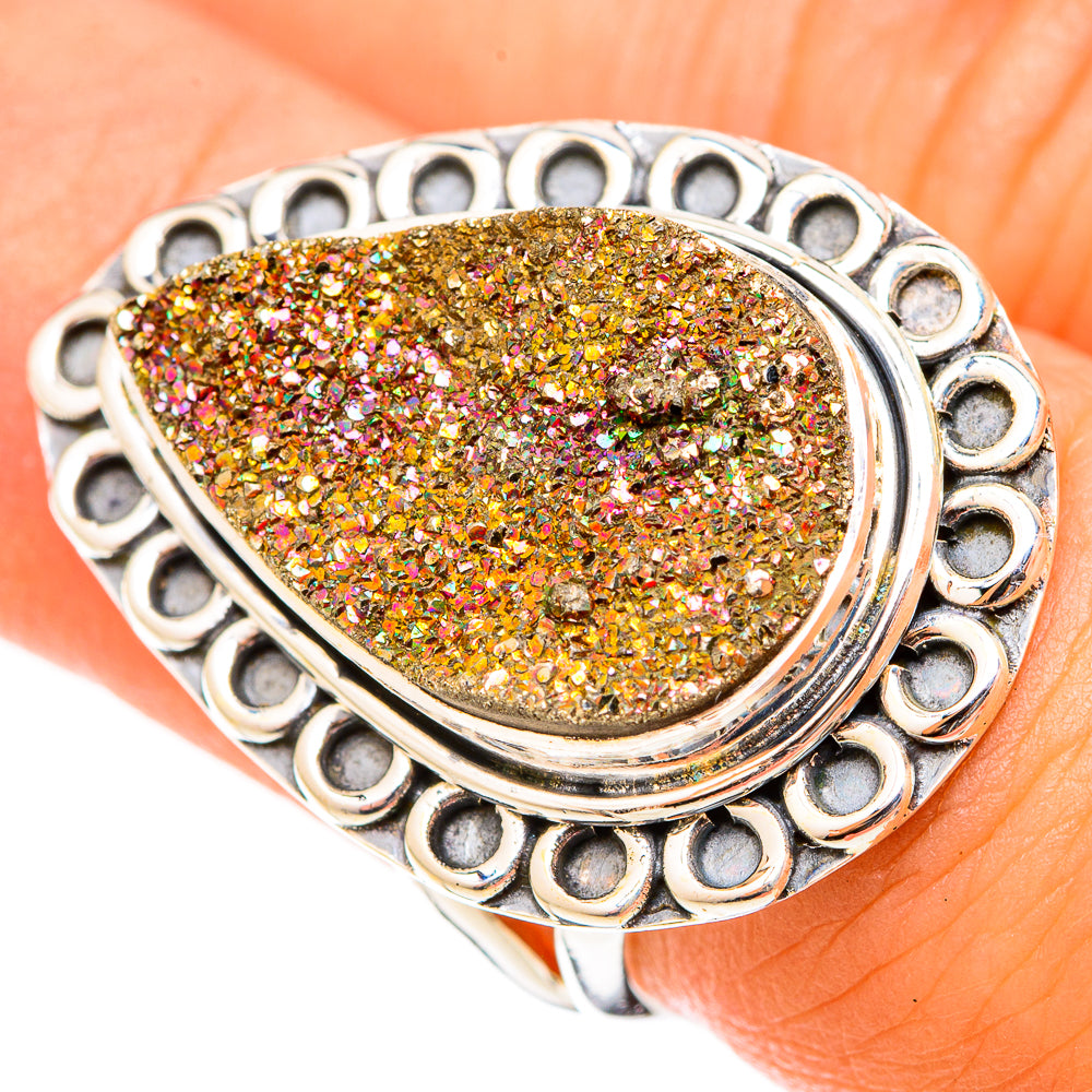 Spectro Pyrite Druzy Rings handcrafted by Anasilvercos - RING120862