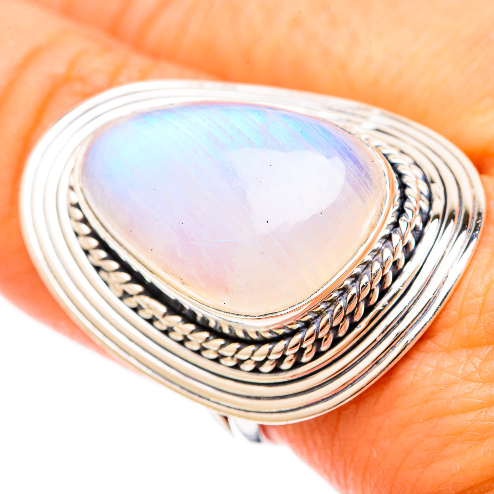 Rainbow Moonstone Rings handcrafted by Anasilvercos - RING120869