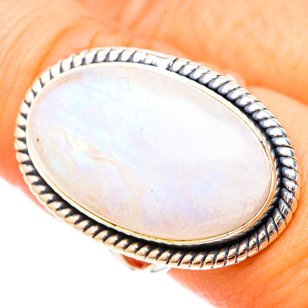 Rainbow Moonstone Rings handcrafted by Anasilvercos - RING120870