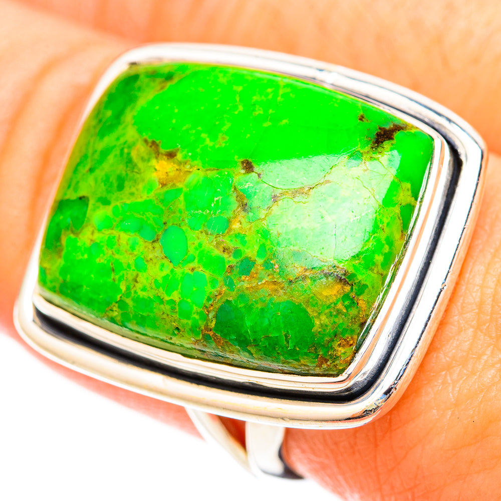 Green Copper Composite Turquoise Rings handcrafted by Anasilvercos - RING120898