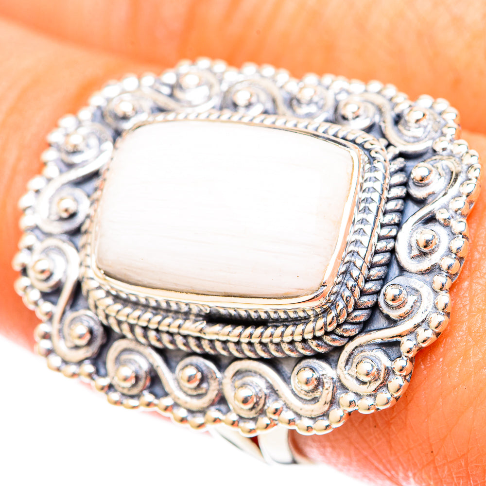 White Scolecite Rings handcrafted by Anasilvercos - RING120990