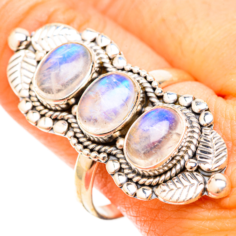 Rainbow Moonstone Rings handcrafted by Anasilvercos - RING120993