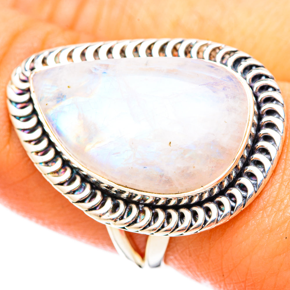 Rainbow Moonstone Rings handcrafted by Anasilvercos - RING120994