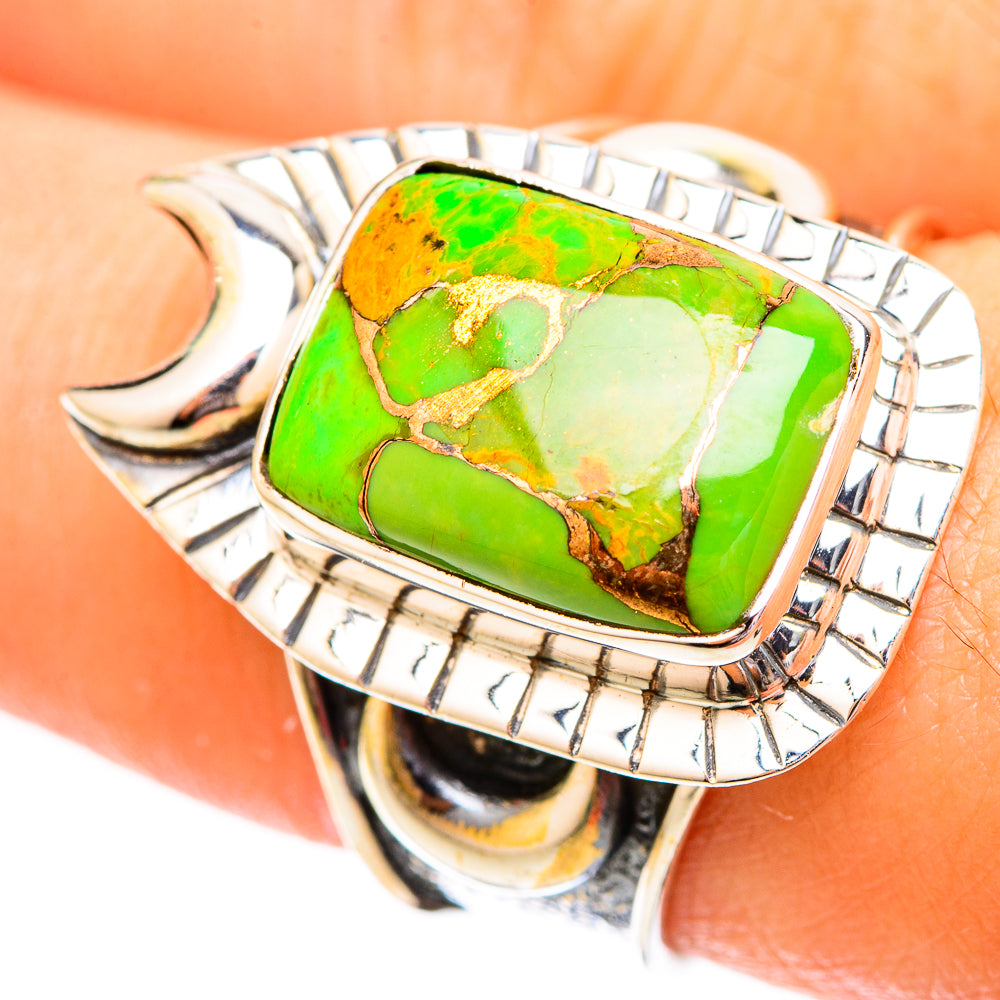 Green Copper Composite Turquoise Rings handcrafted by Anasilvercos - RING121041