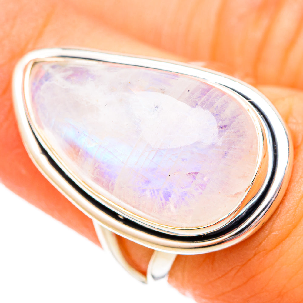 Rainbow Moonstone Rings handcrafted by Anasilvercos - RING121054