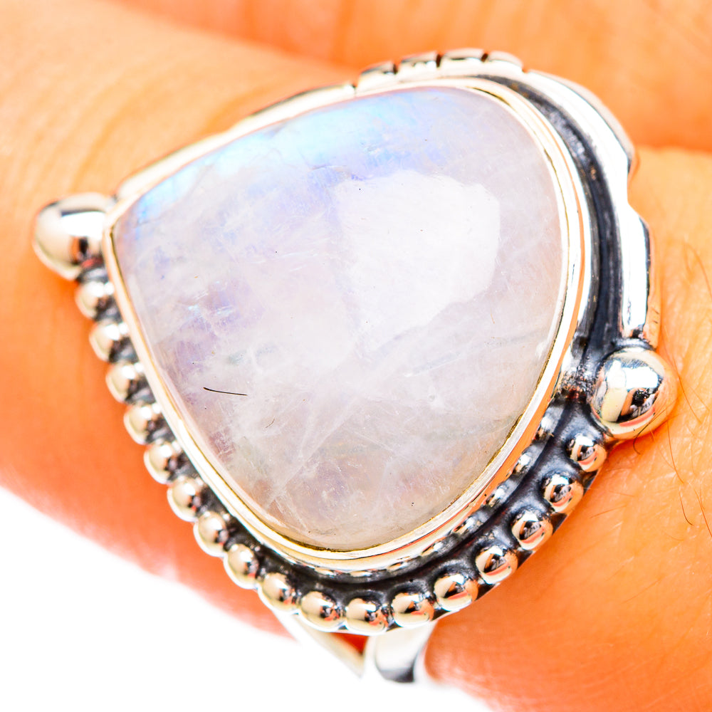 Rainbow Moonstone Rings handcrafted by Anasilvercos - RING121055