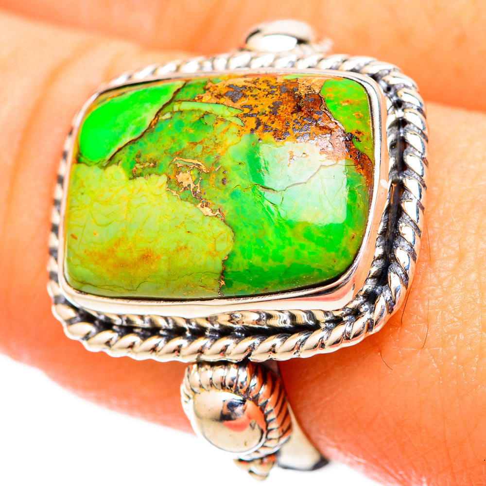 Green Copper Composite Turquoise Rings handcrafted by Anasilvercos - RING121072