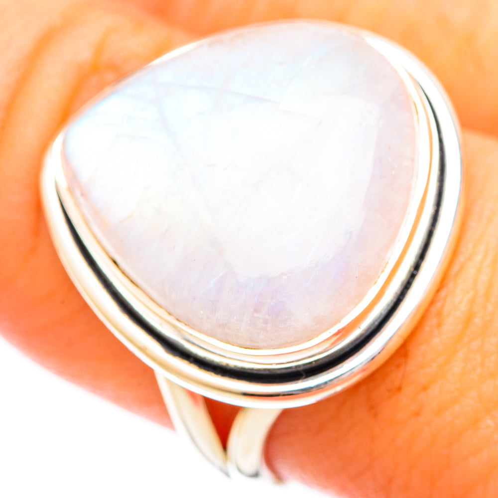 Rainbow Moonstone Rings handcrafted by Anasilvercos - RING121086