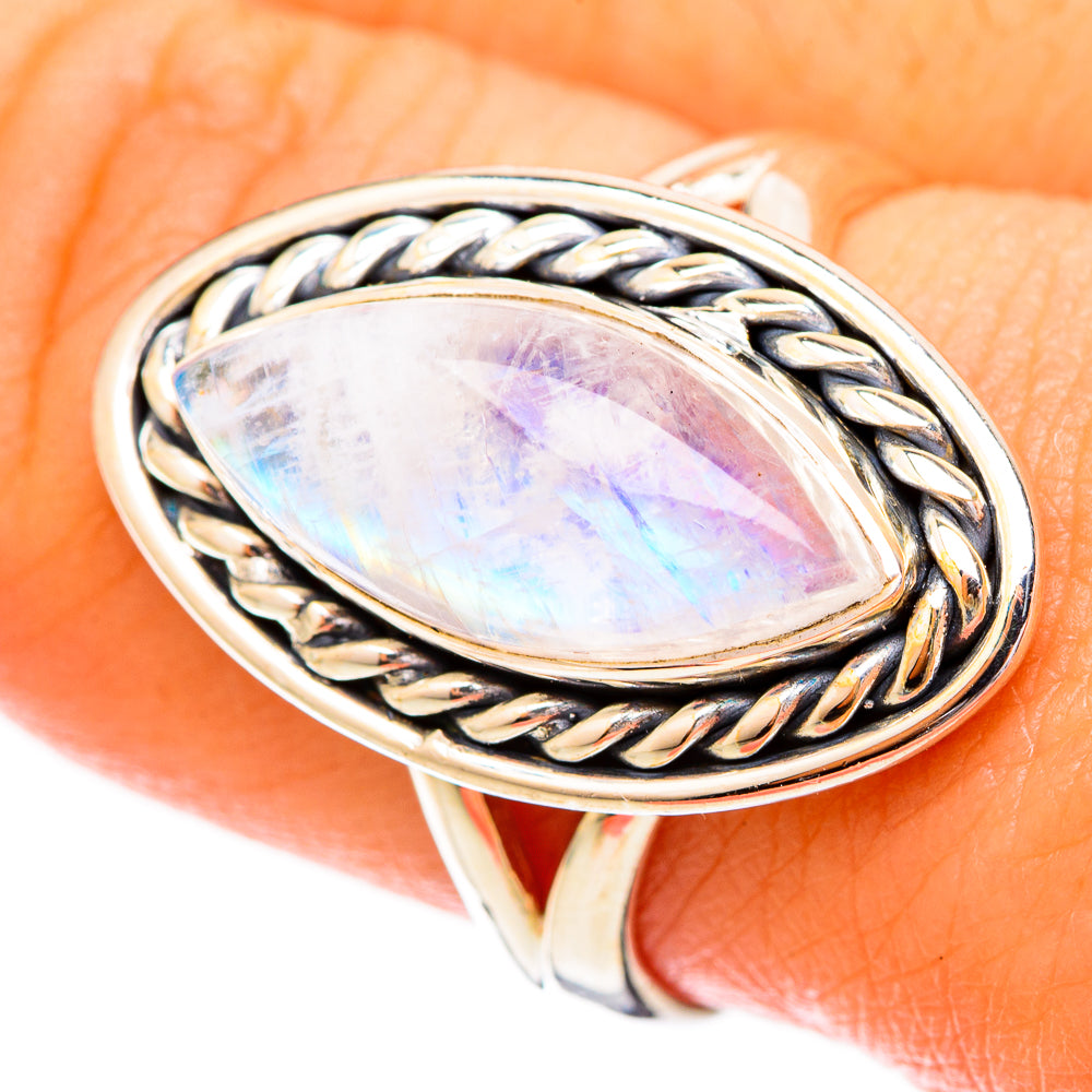 Rainbow Moonstone Rings handcrafted by Anasilvercos - RING121087