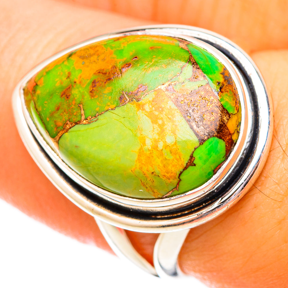 Green Copper Composite Turquoise Rings handcrafted by Anasilvercos - RING121102