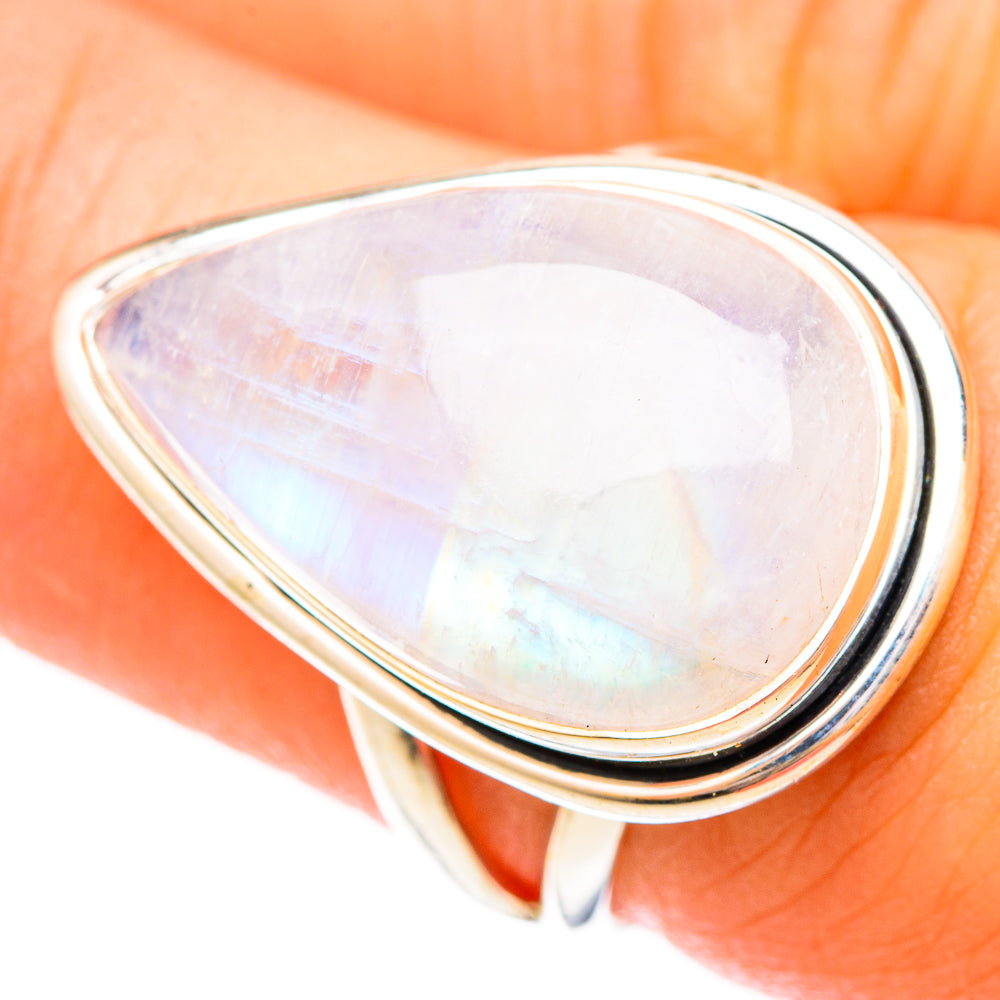 Rainbow Moonstone Rings handcrafted by Anasilvercos - RING121116