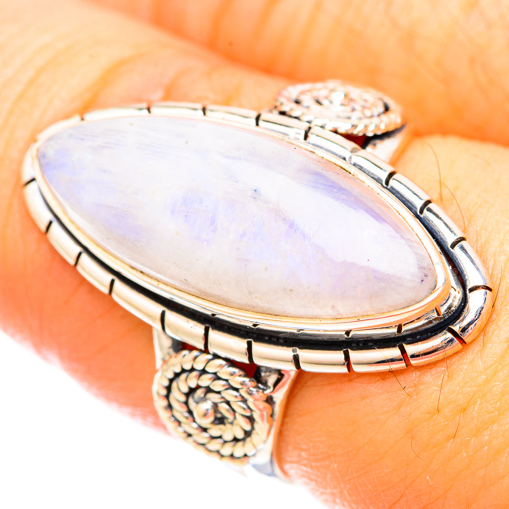 Rianbow Moonstone Rings handcrafted by Anasilvercos - RING121117