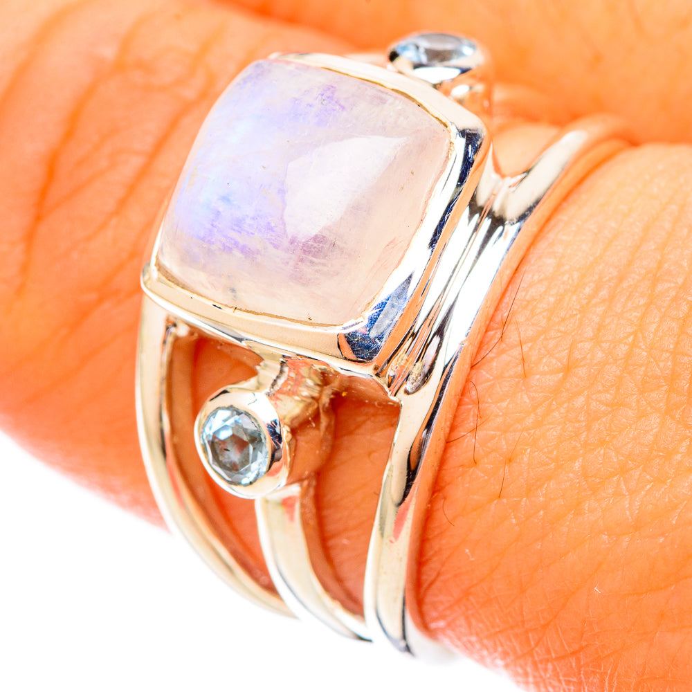 Rainbow Moonstone Rings handcrafted by Anasilvercos - RING121118