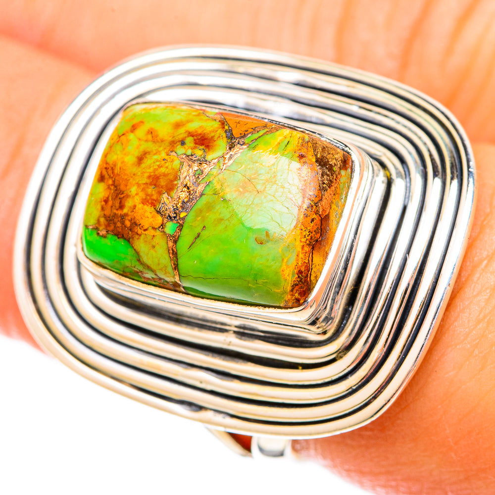 Green Copper Composite Turquoise Rings handcrafted by Anasilvercos - RING121133